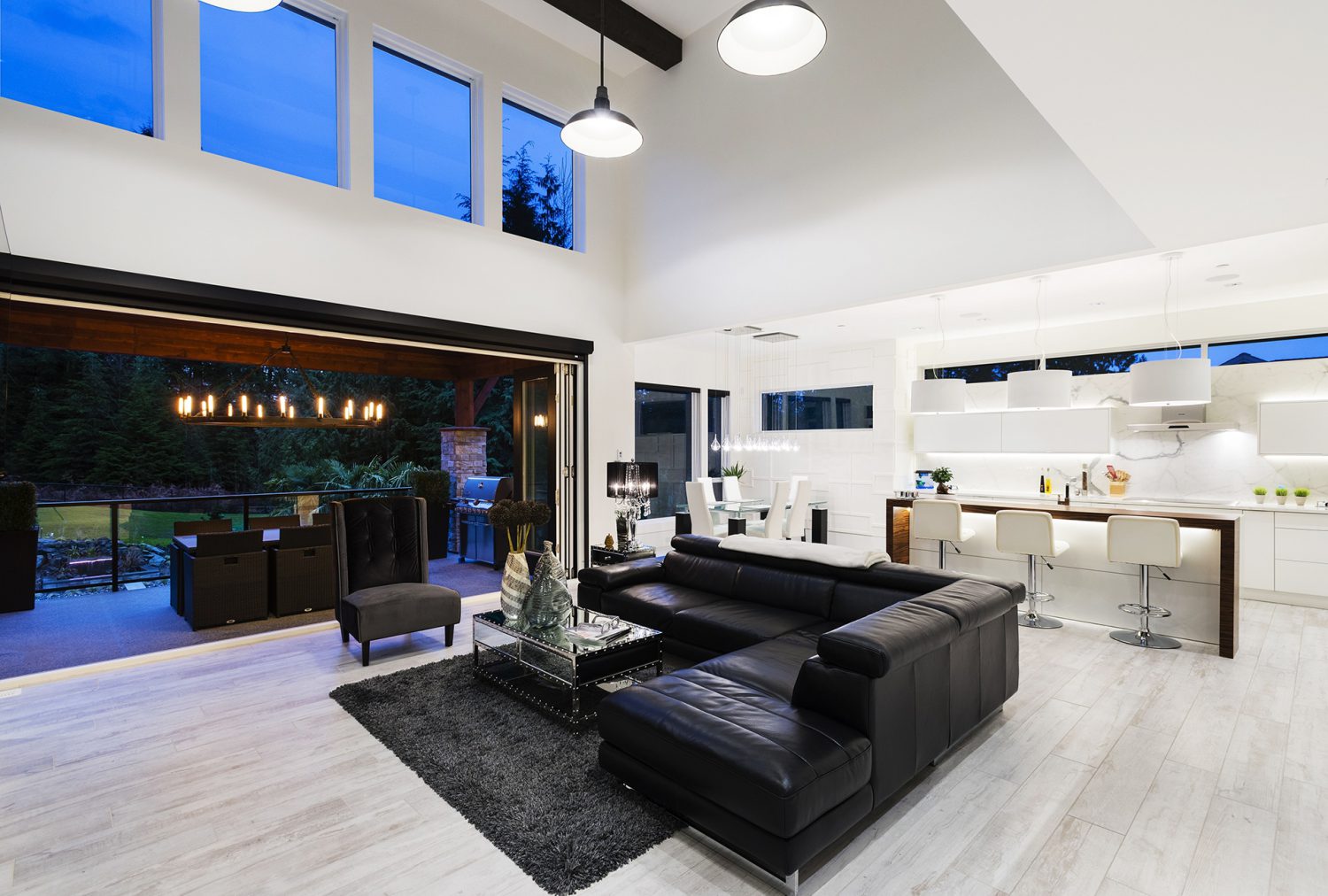 The Whisp custom designed kitchen and living room area by Midland Premium Properties in the Greater Vancouver area. 
